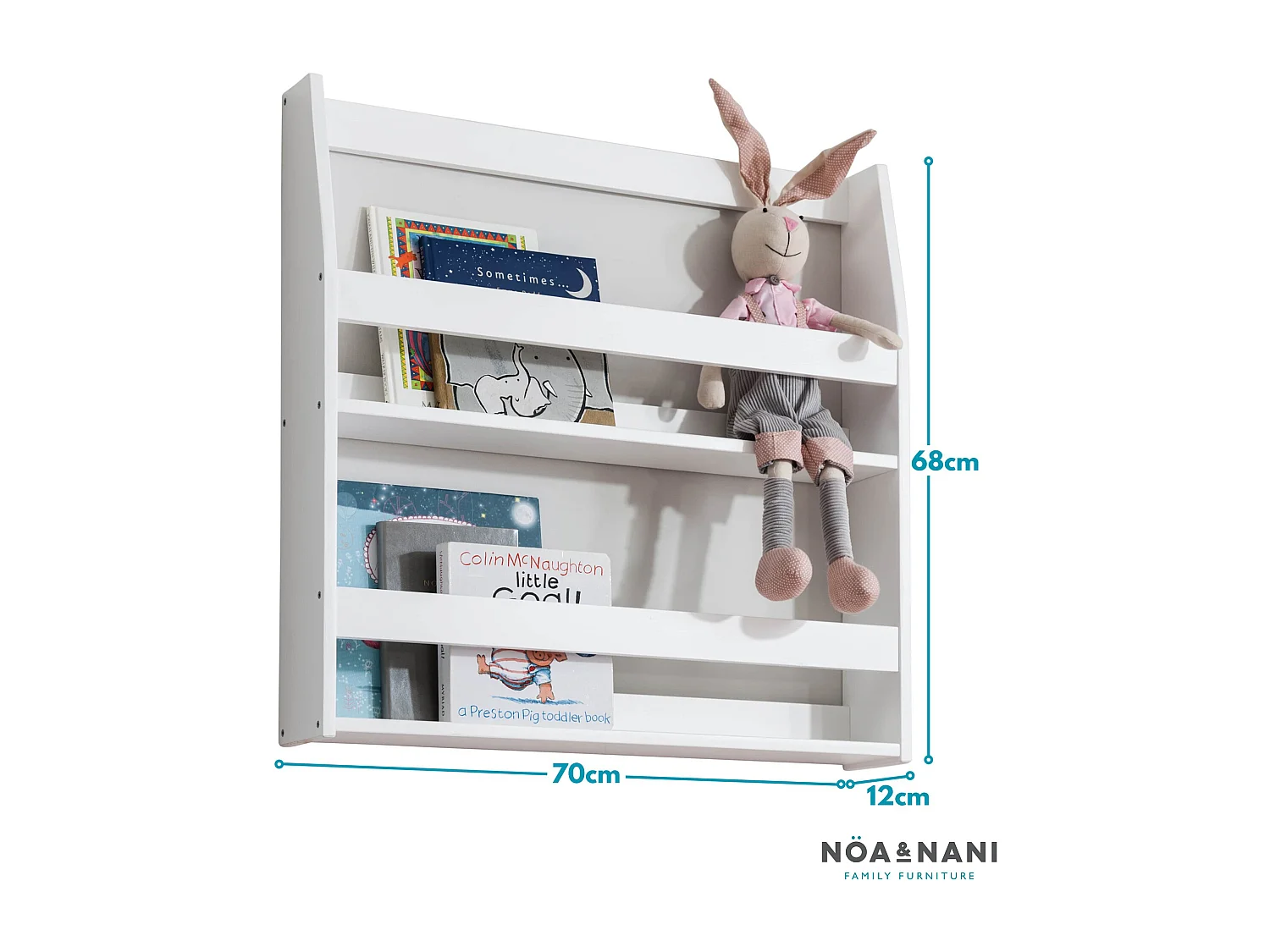Noa & Nani Hakan Display 2 Shelf Bookcase Wall Mounted in White