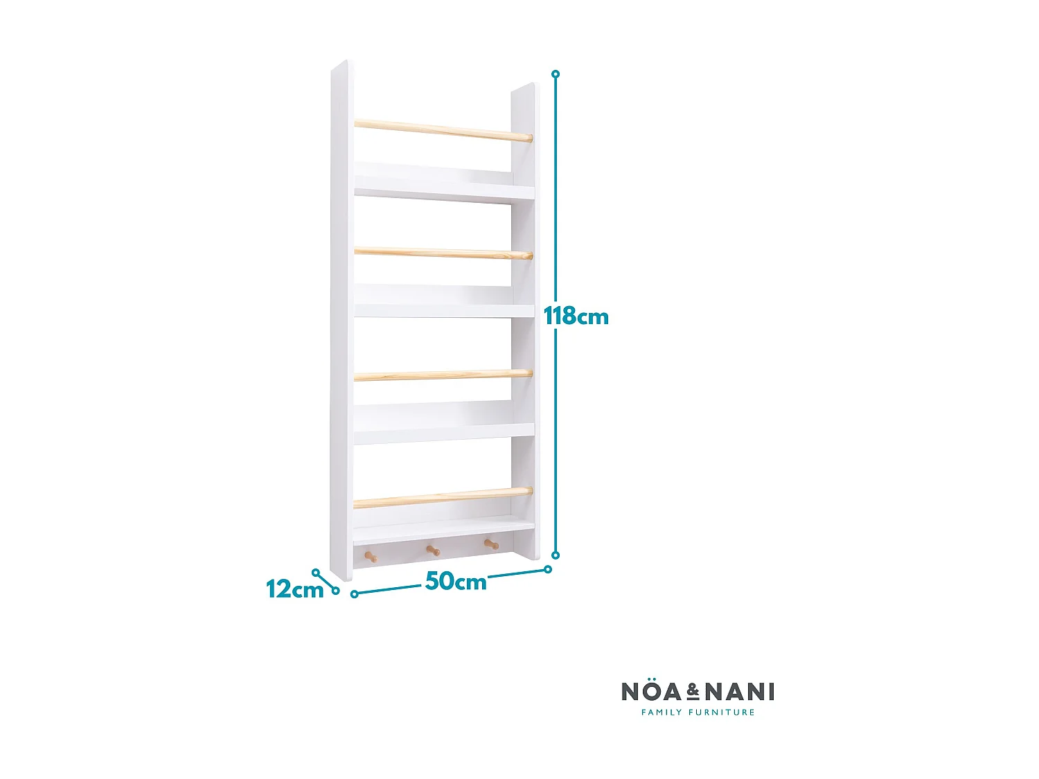 Elene Display 3 Tier Shelf Bookcase Wall Mounted & Coathook