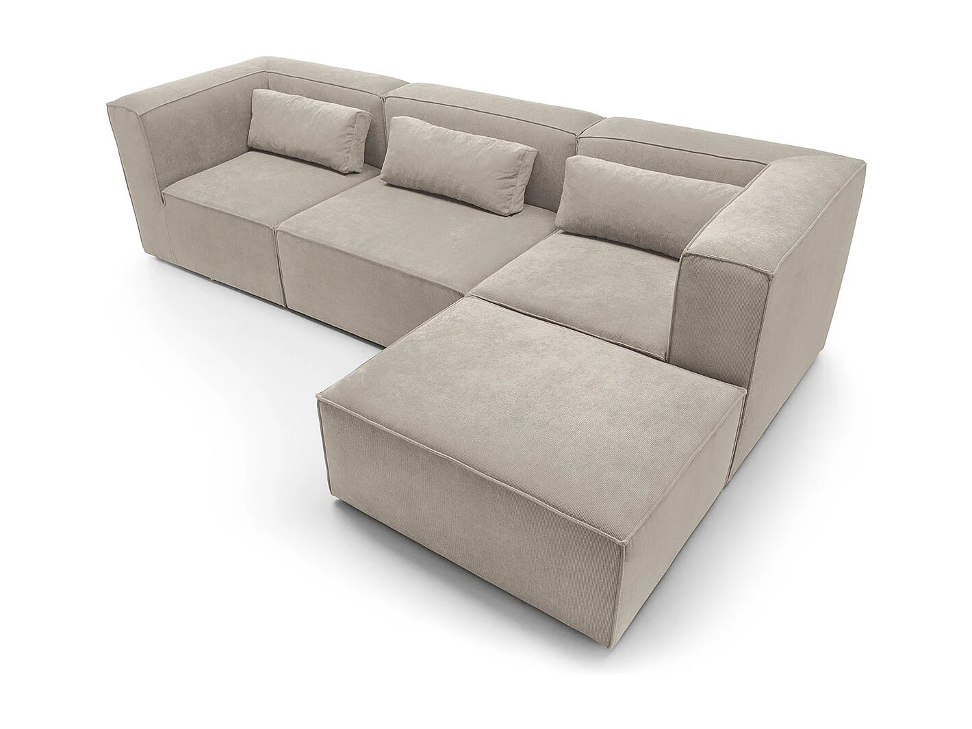 Doris Reversible Corner Sofa in Beige with High-Density Foam