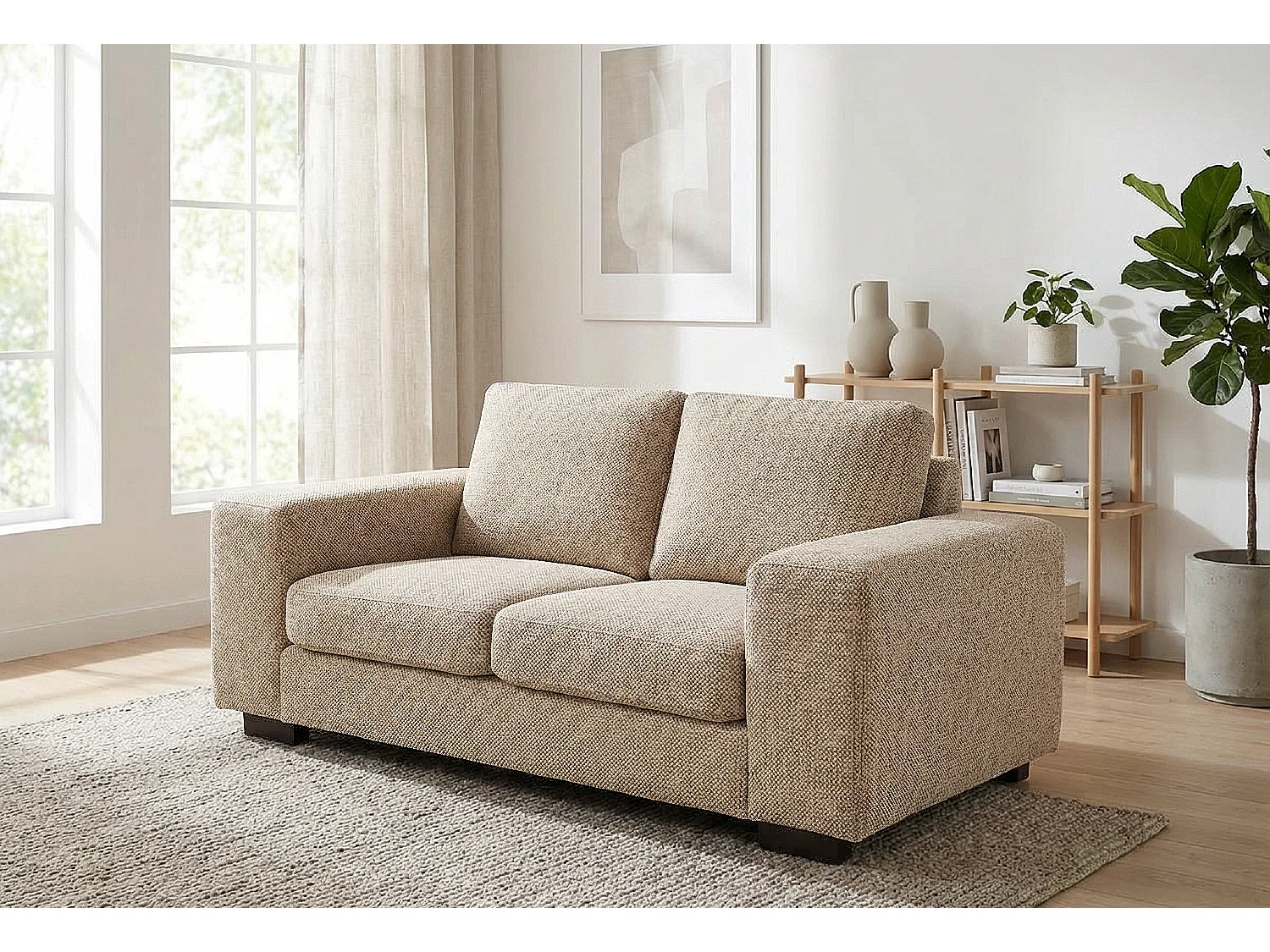 Boston Basket Weave 3 Seater Sofa in Beige