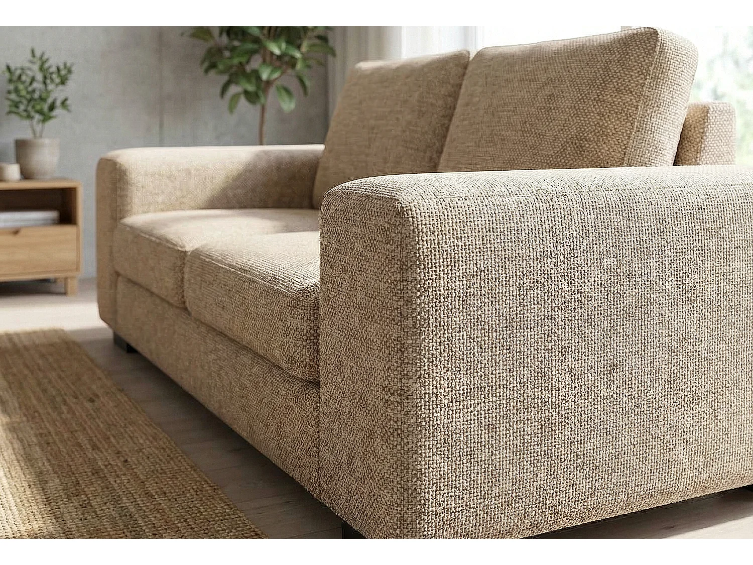 Boston Basket Weave 3 Seater Sofa in Beige