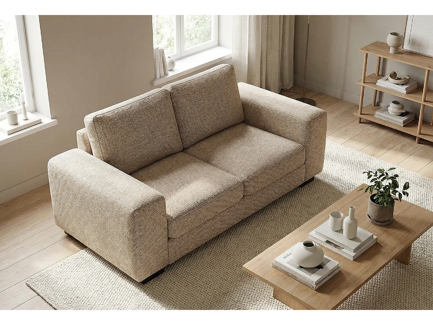 Boston Basket Weave 3 Seater Sofa in Beige