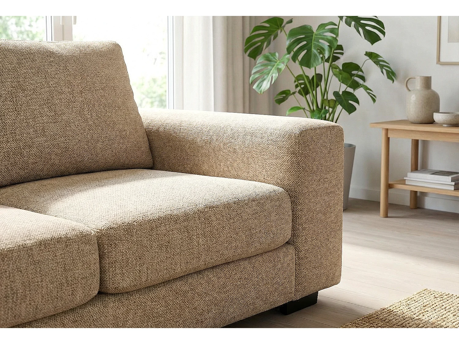 Boston Basket Weave 3 Seater Sofa in Beige