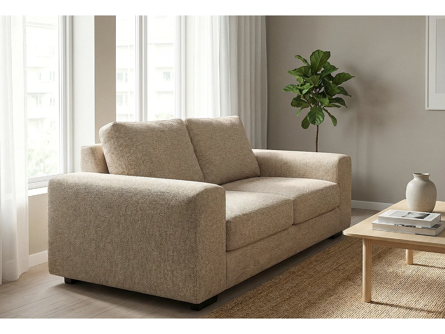 Boston Basket Weave 3 Seater Sofa in Beige