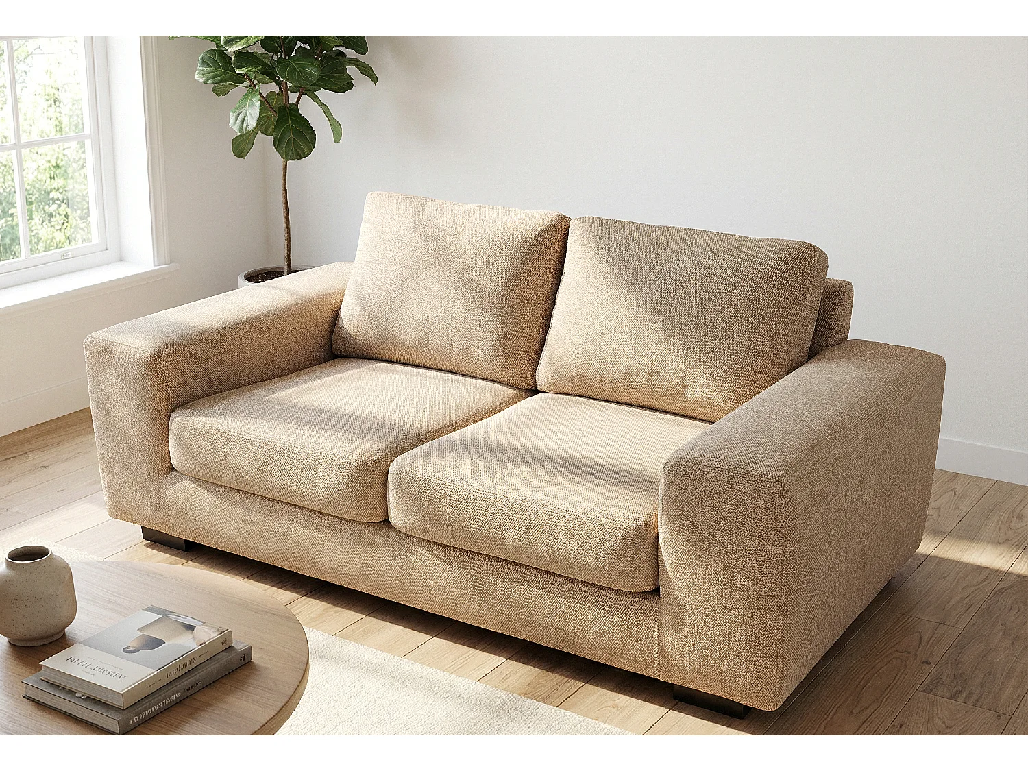 Boston Basket Weave 3 Seater Sofa in Beige
