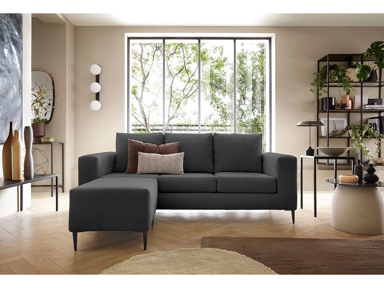 Capri Reversible Corner Sofa in Black