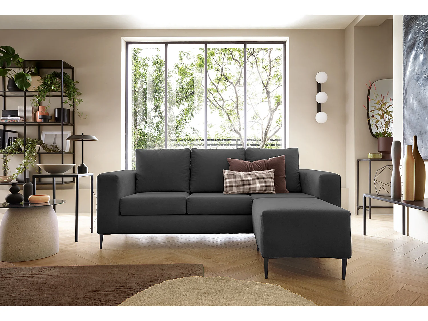 Capri Reversible Corner Sofa in Black