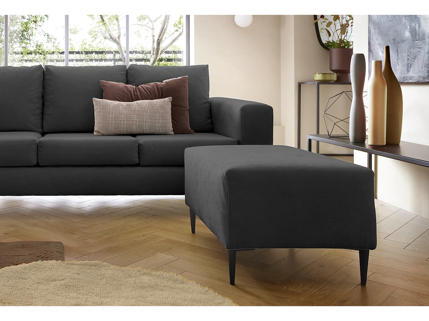 Capri Reversible Corner Sofa in Black