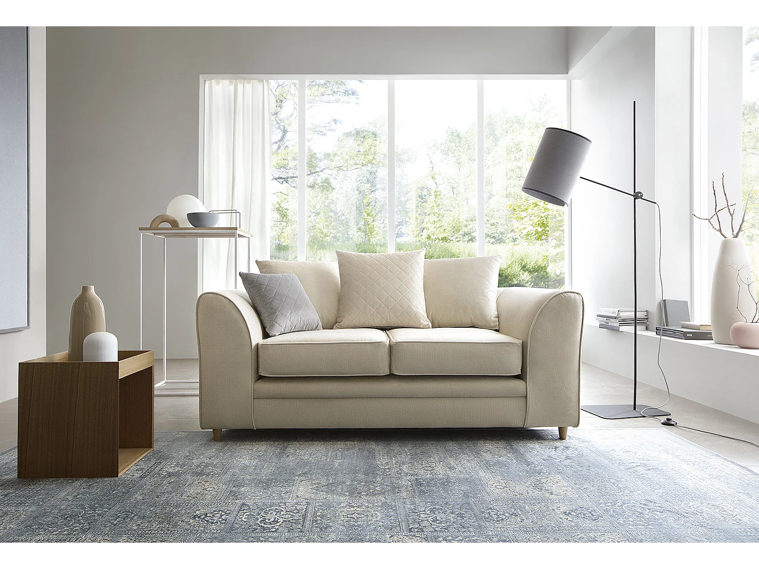 Chicago Velvet 2 Seater Sofa in Cream