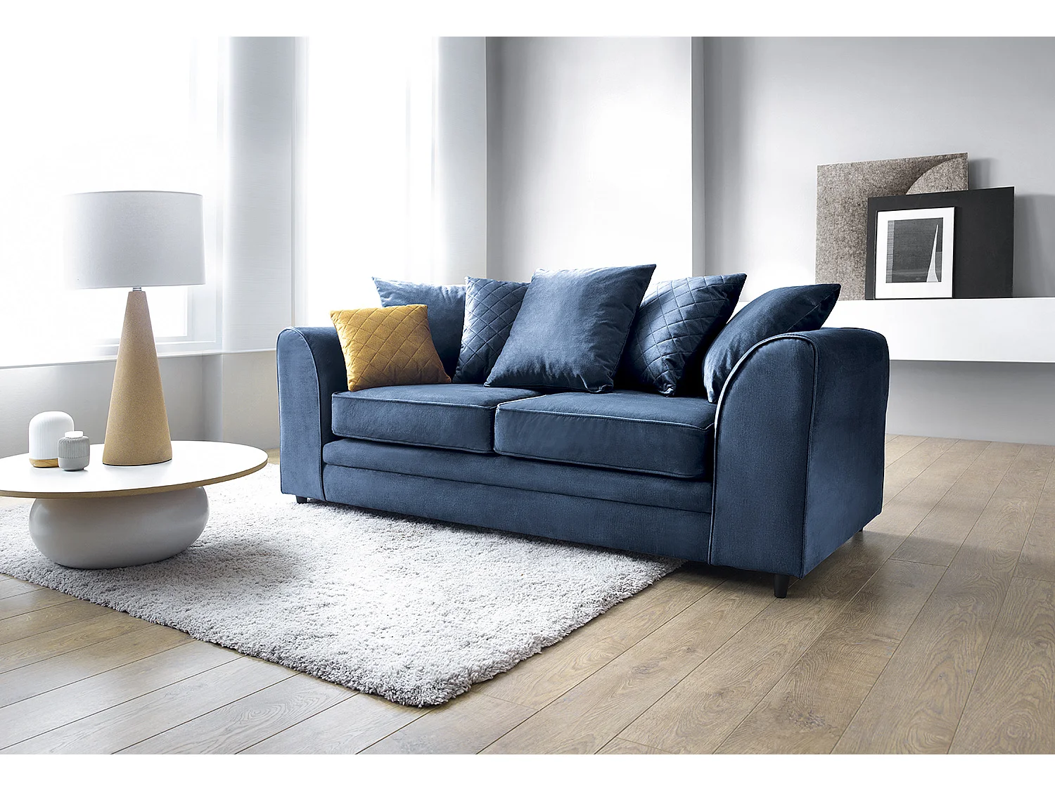 Chicago Velvet 3 Seater Sofa in Dark Blue