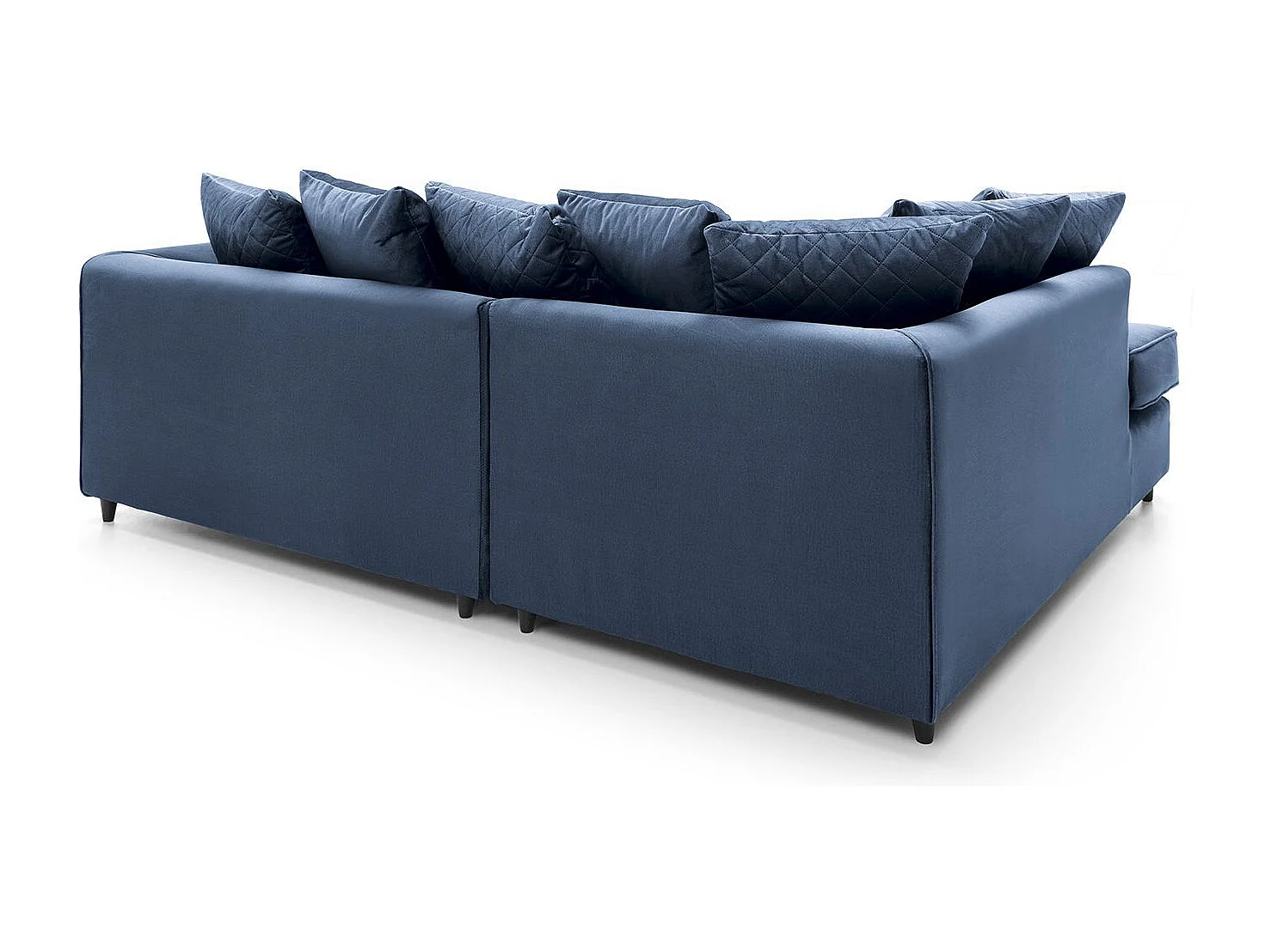 Chicago Velvet Left Facing Corner Sofa in Dark Blue