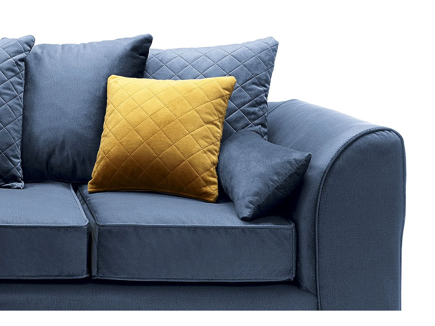 Chicago Velvet Left Facing Corner Sofa in Dark Blue