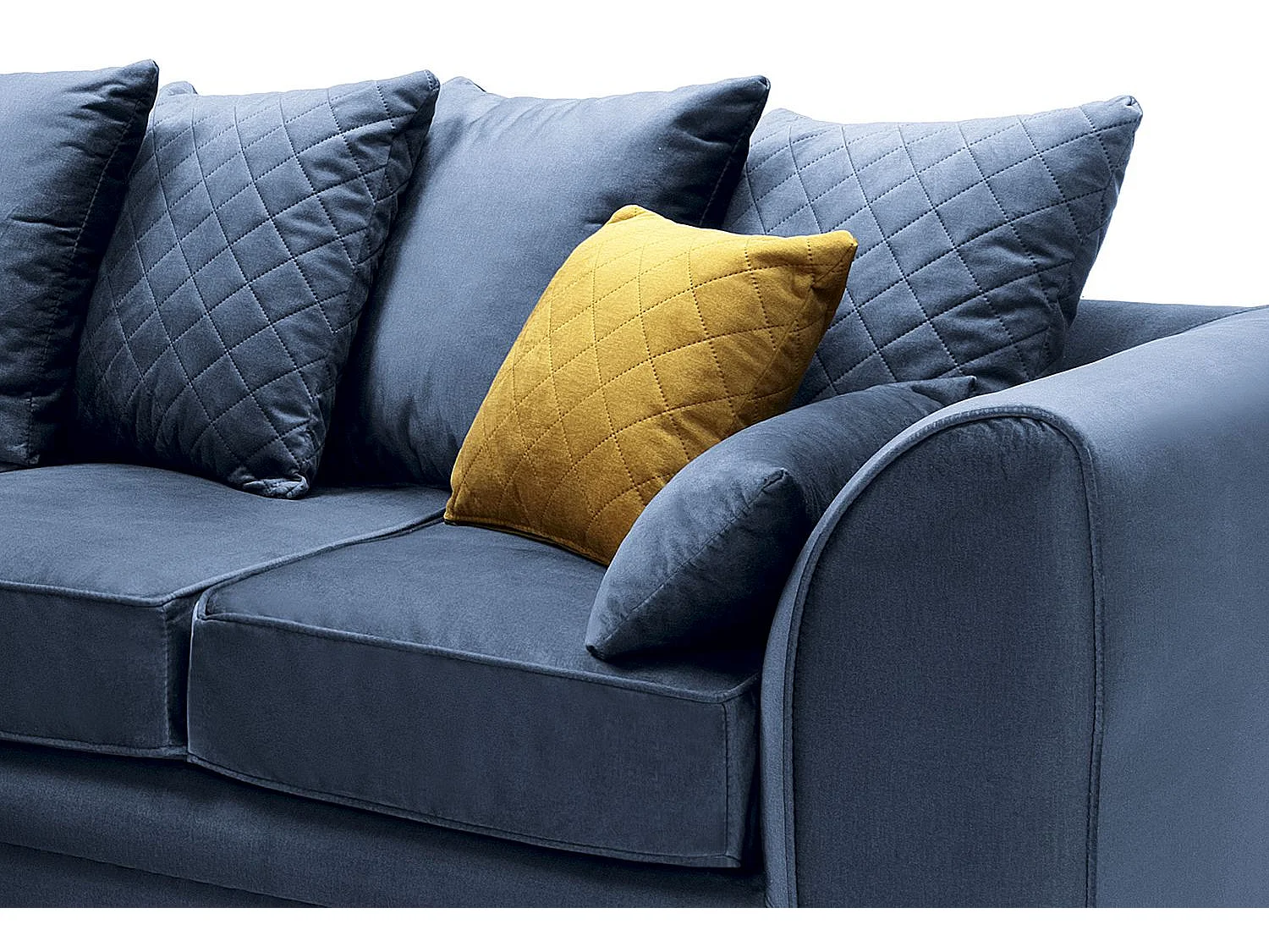 Chicago Velvet Left Facing Corner Sofa in Dark Blue