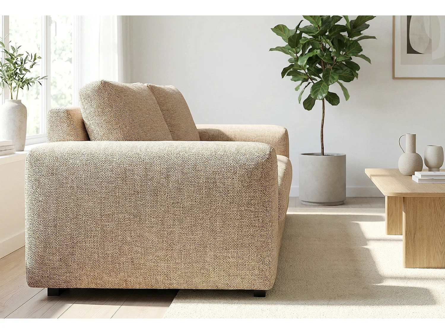 Boston Basket Weave 2 Seater Sofa in Beige