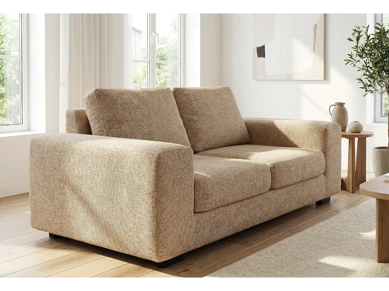 Boston Basket Weave 2 Seater Sofa in Beige