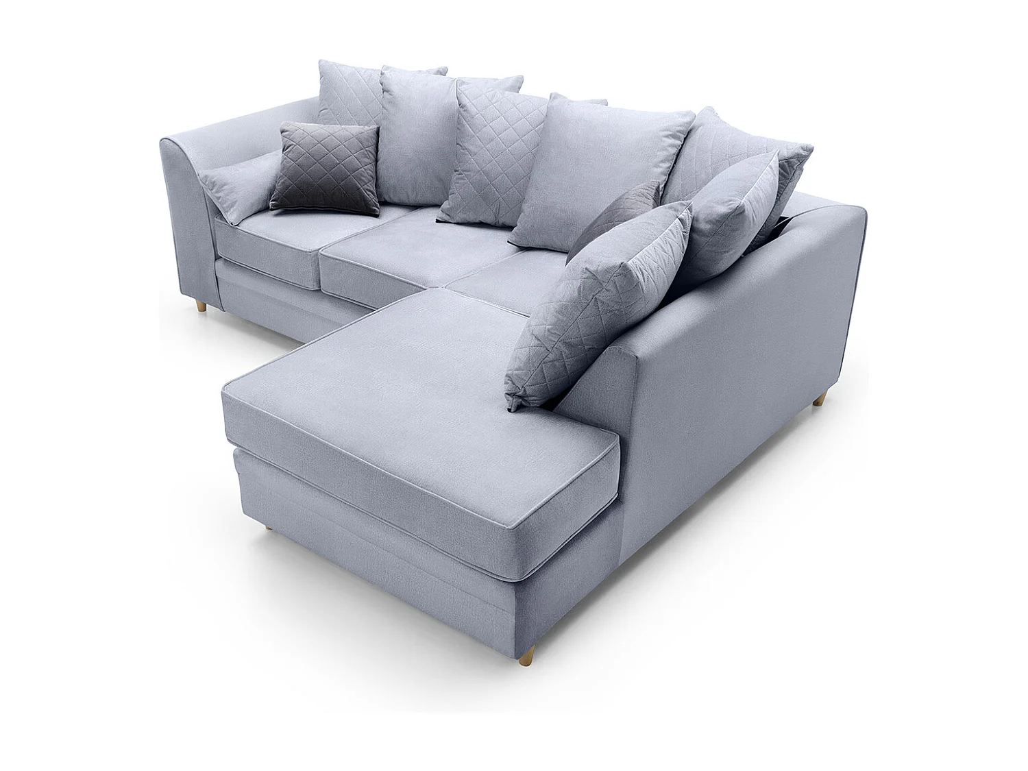 Chicago Velvet Right Facing Corner Sofa in Silver Blue