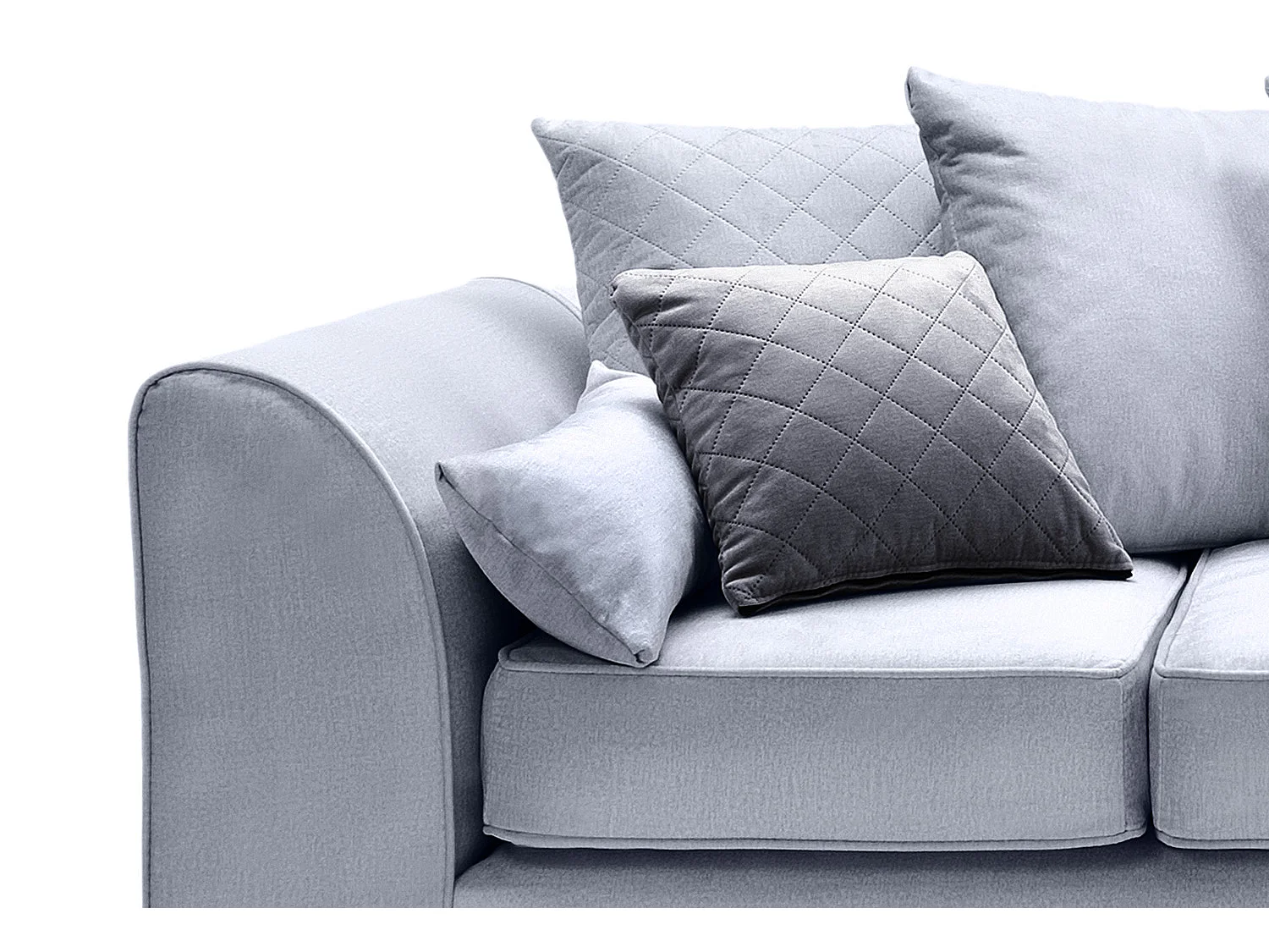 Chicago Velvet Right Facing Corner Sofa in Silver Blue