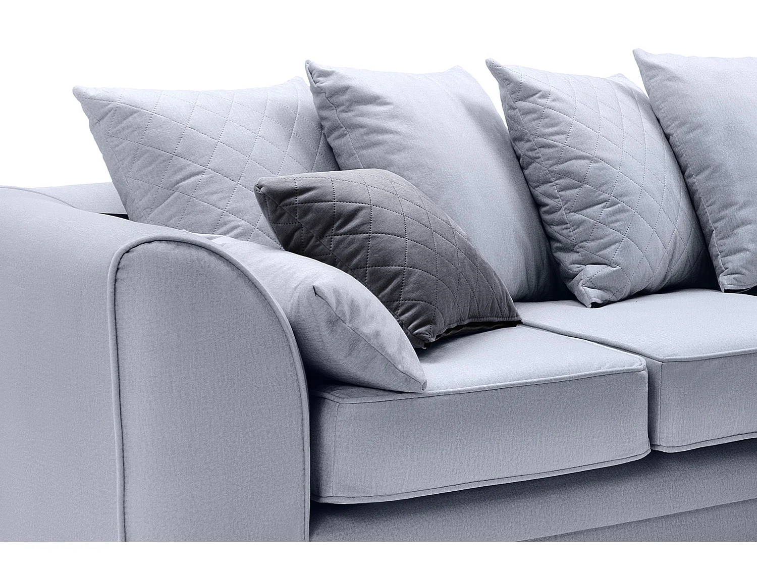 Chicago Velvet Right Facing Corner Sofa in Silver Blue
