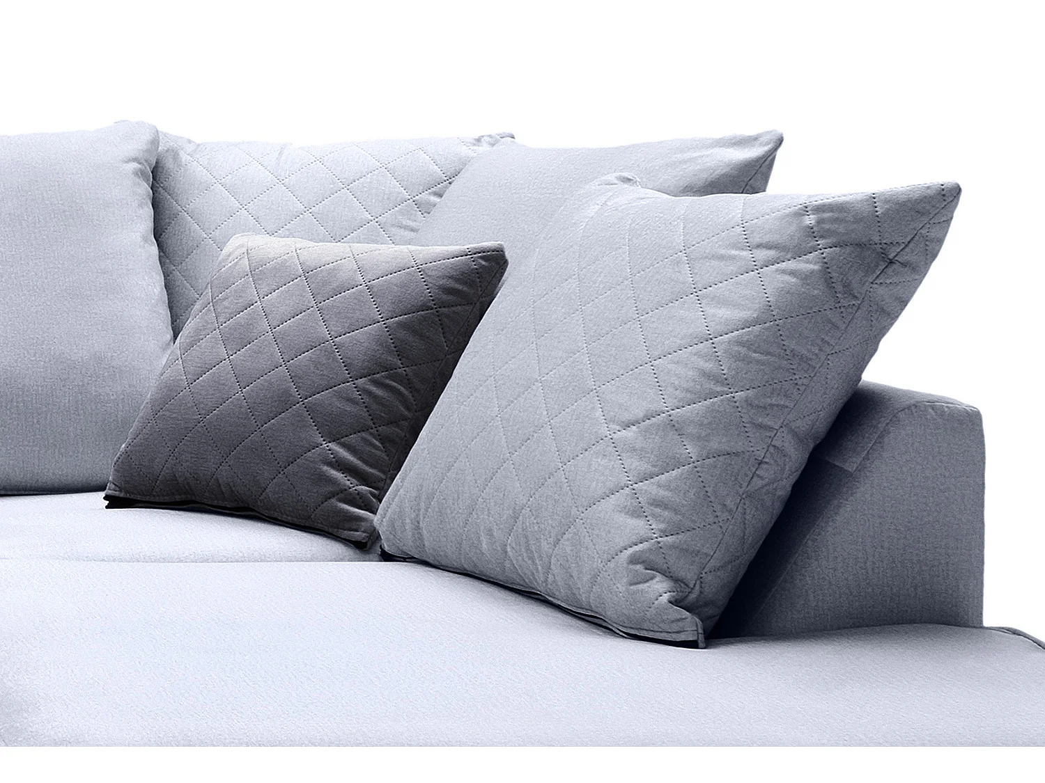 Chicago Velvet Right Facing Corner Sofa in Silver Blue