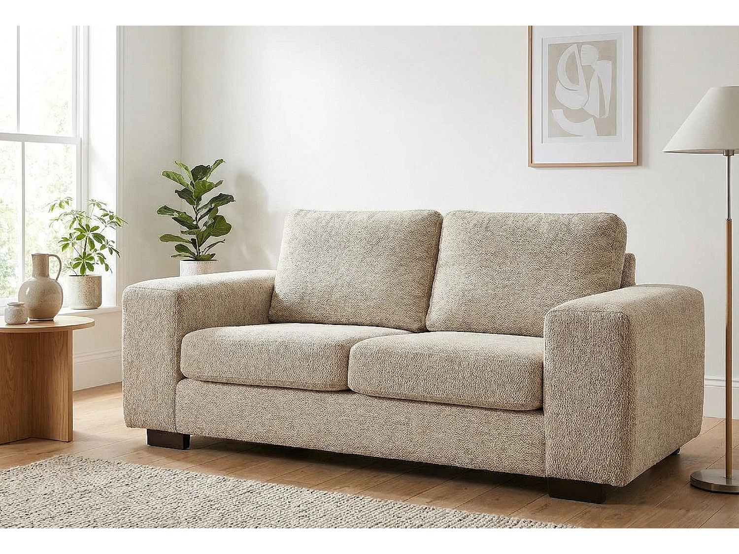 Boston Basket Weave 3 Seater Sofa in Cream