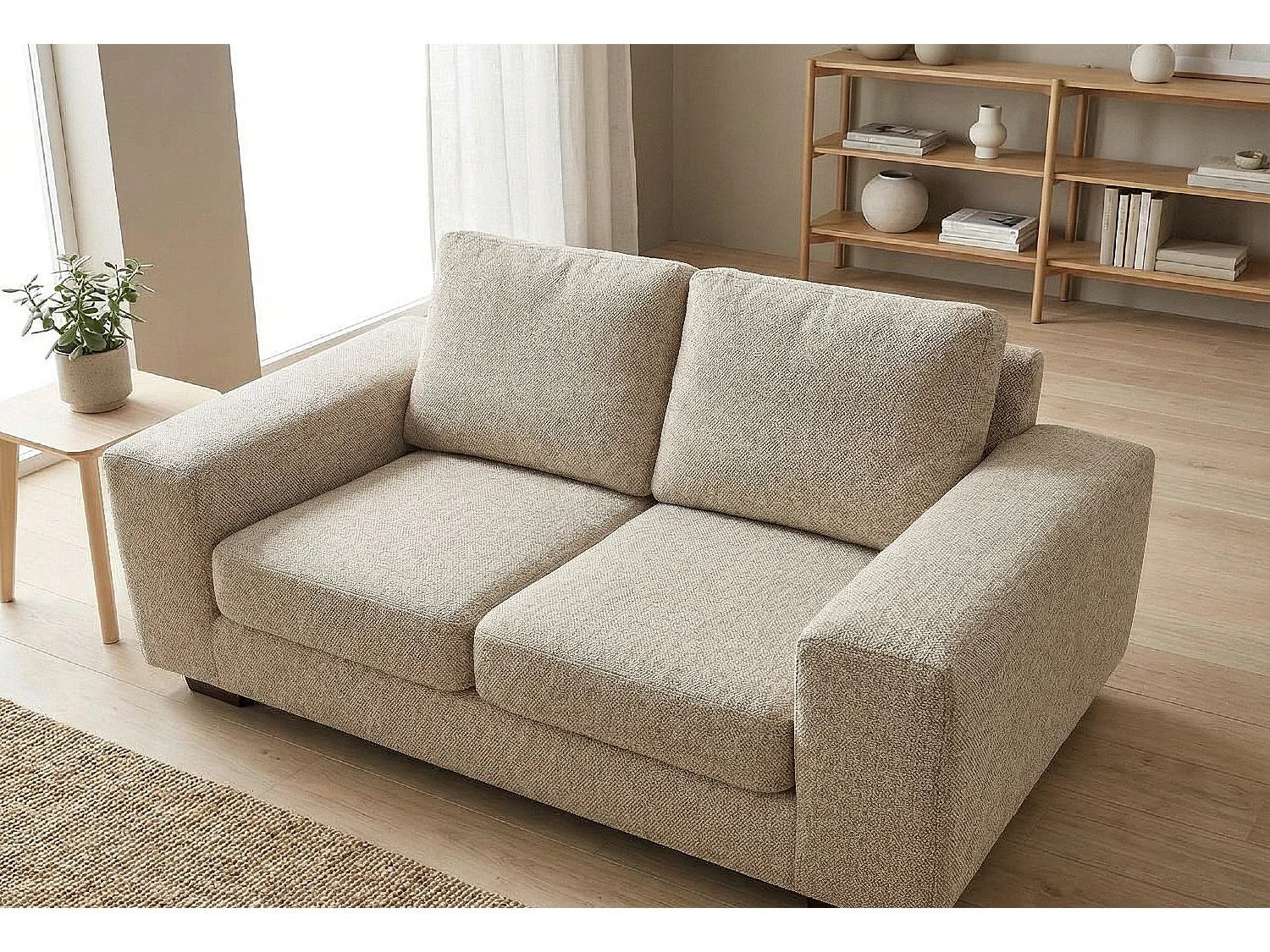 Boston Basket Weave 3 Seater Sofa in Cream