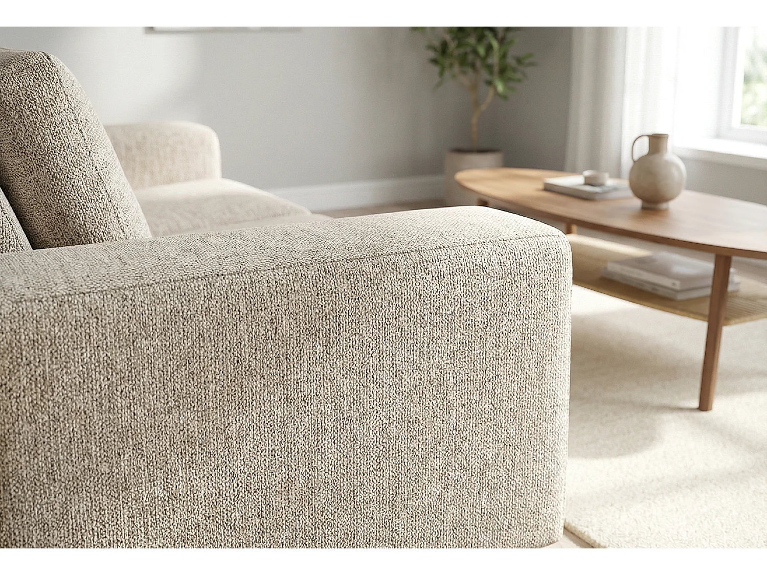 Boston Basket Weave 3 Seater Sofa in Cream