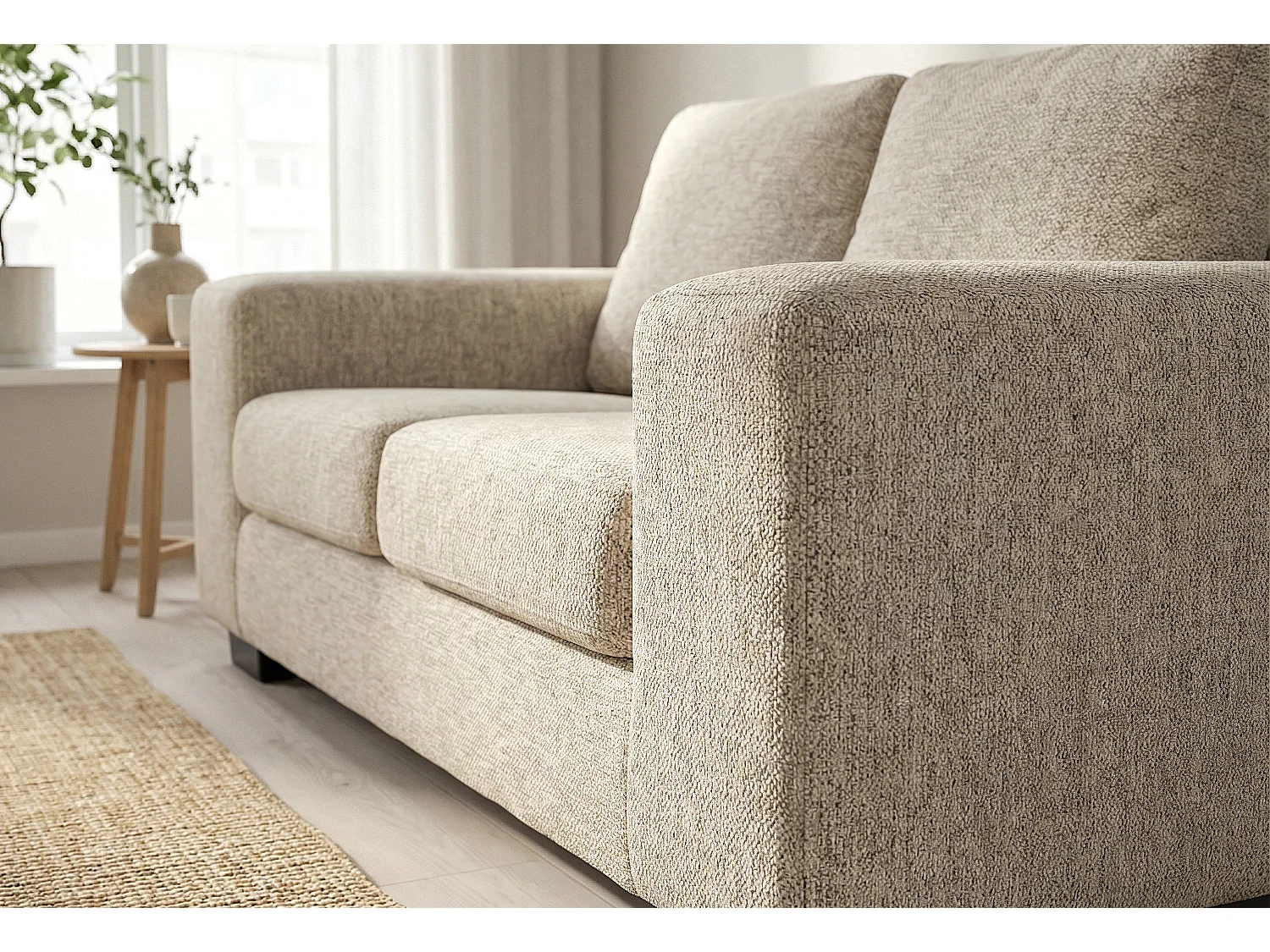 Boston Basket Weave 3 Seater Sofa in Cream