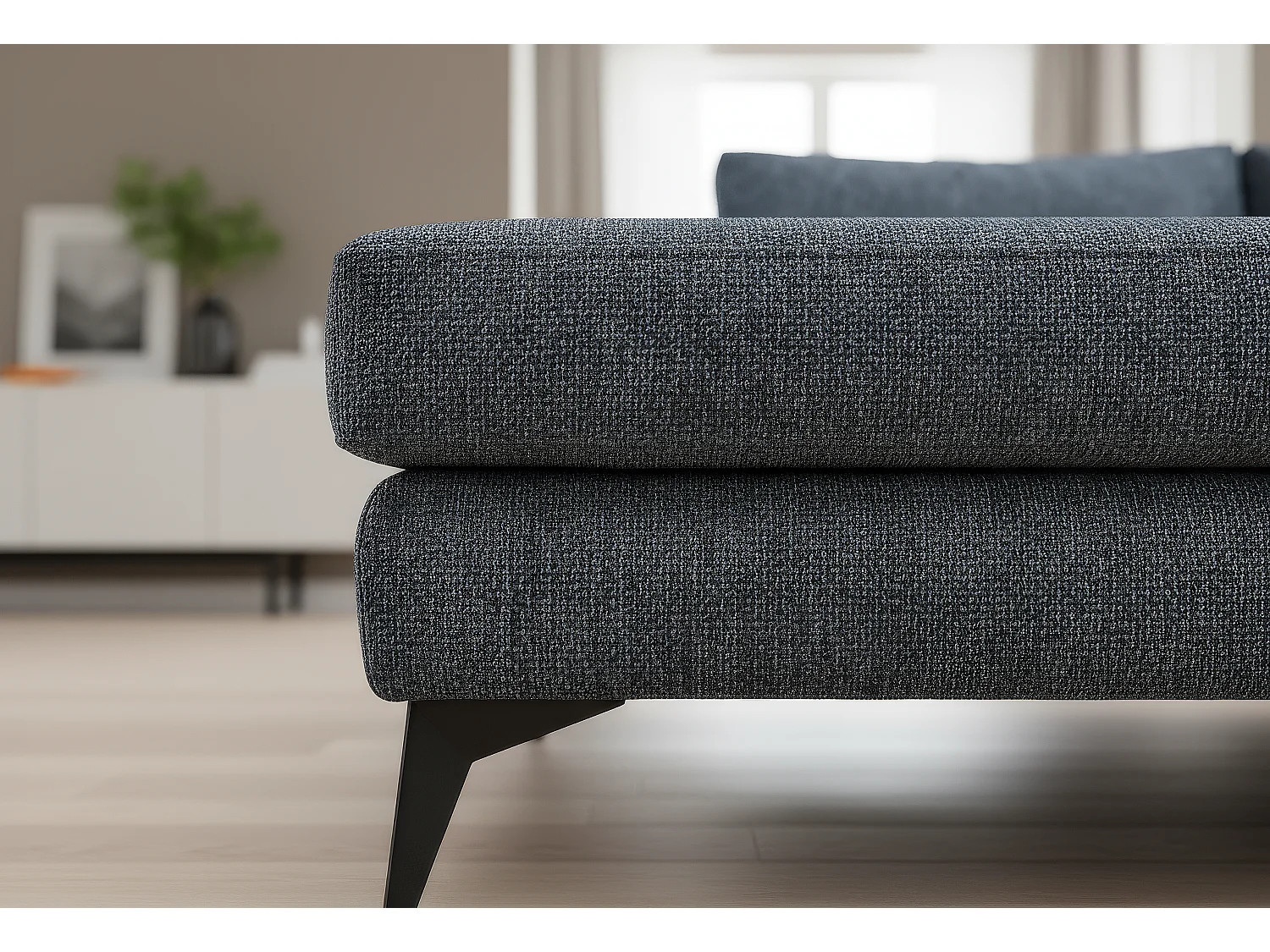 Venice Basket Weave Corner Sofa Left Facing in Light Blue