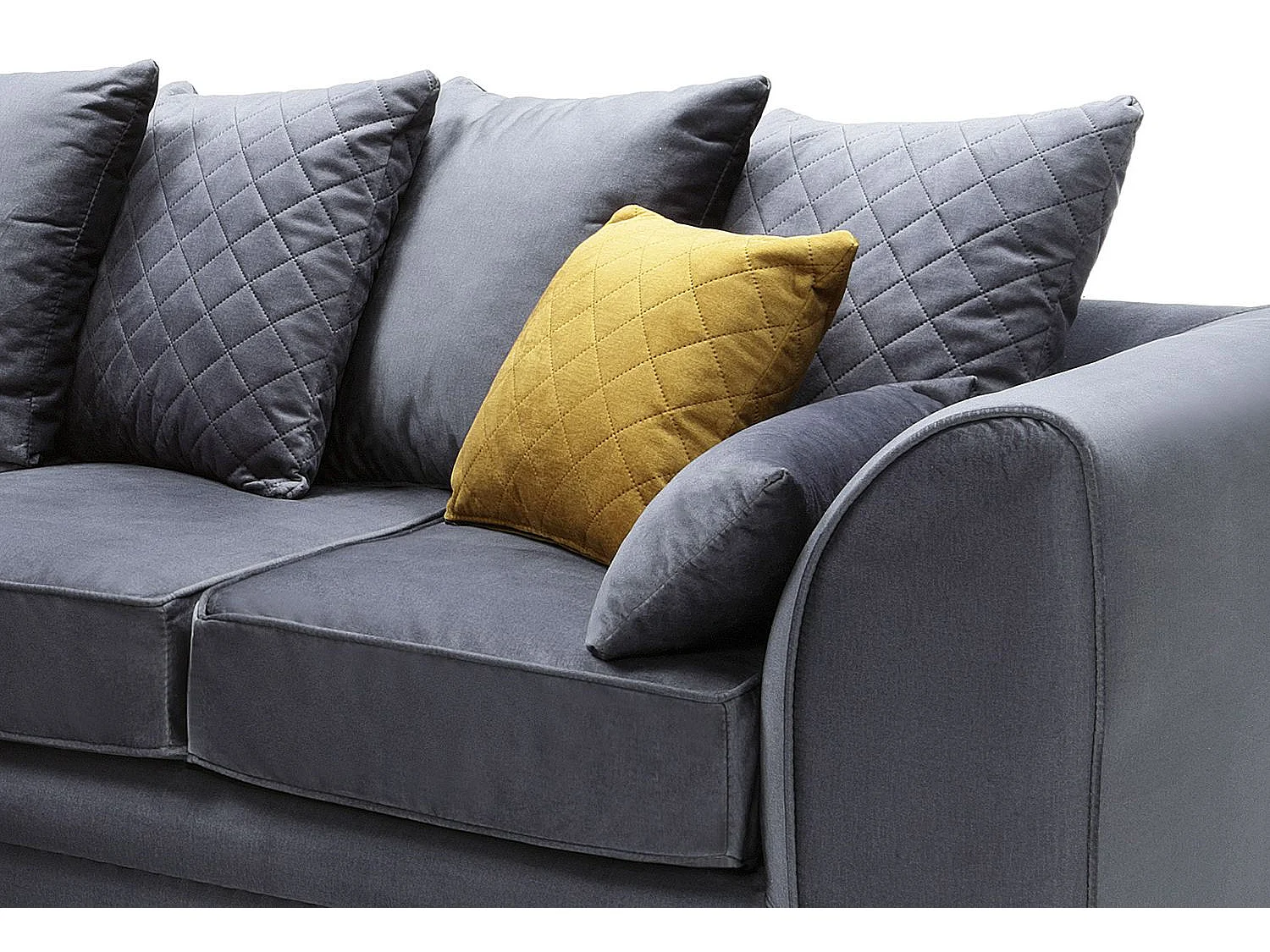 Chicago Velvet Left Facing Corner Sofa in Dark Grey