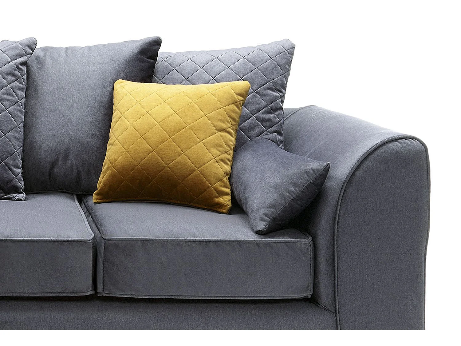 Chicago Velvet Left Facing Corner Sofa in Dark Grey