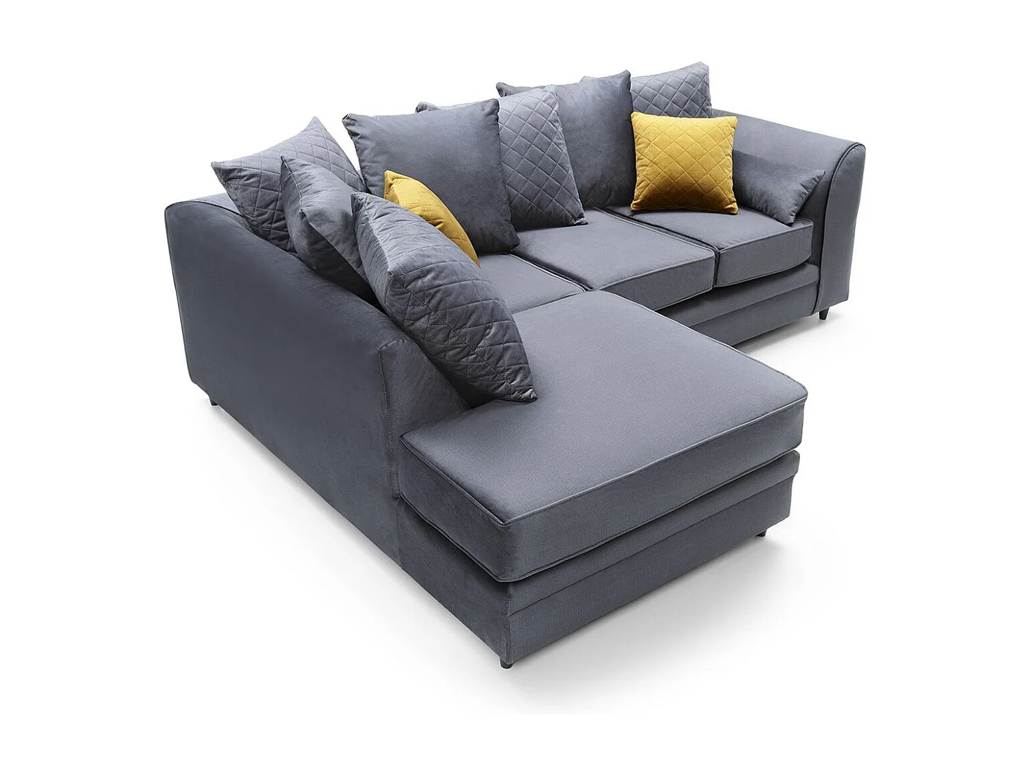 Chicago Velvet Left Facing Corner Sofa in Dark Grey