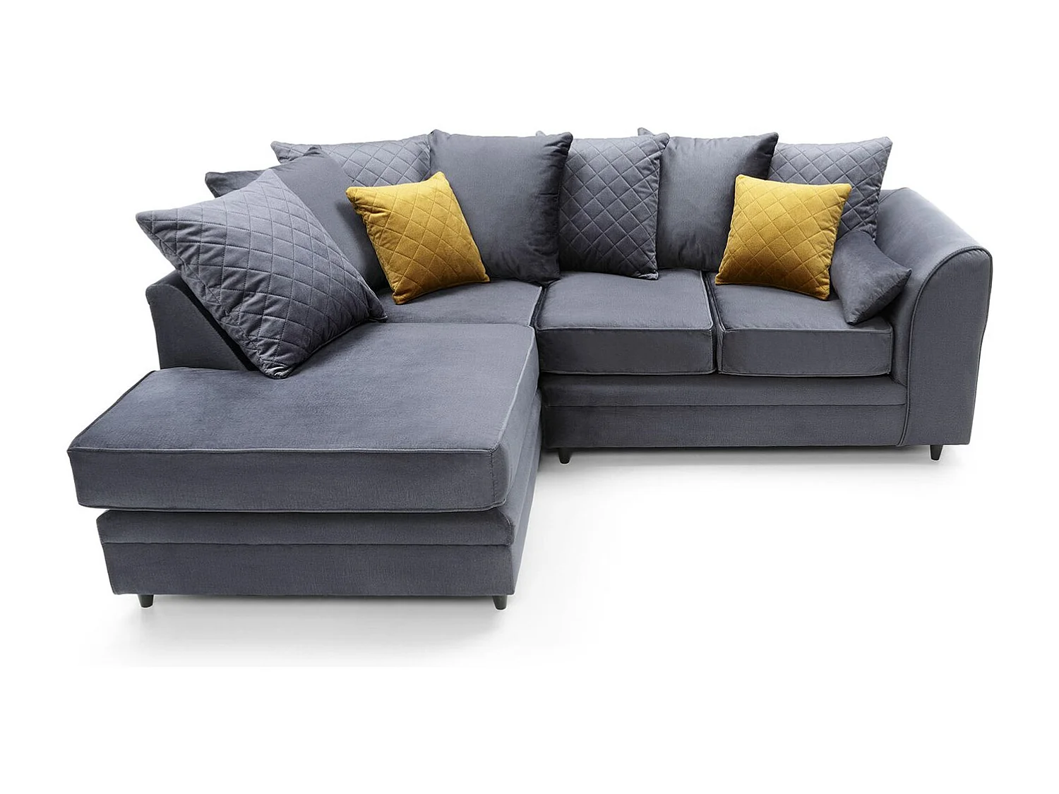 Chicago Velvet Left Facing Corner Sofa in Dark Grey