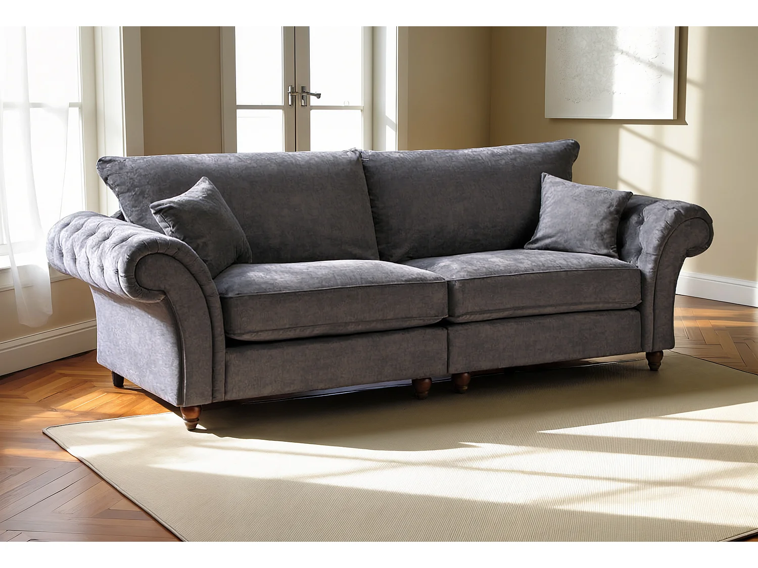 Windsor 4 Seater Sofa in Soft Grey with a luxurious finish