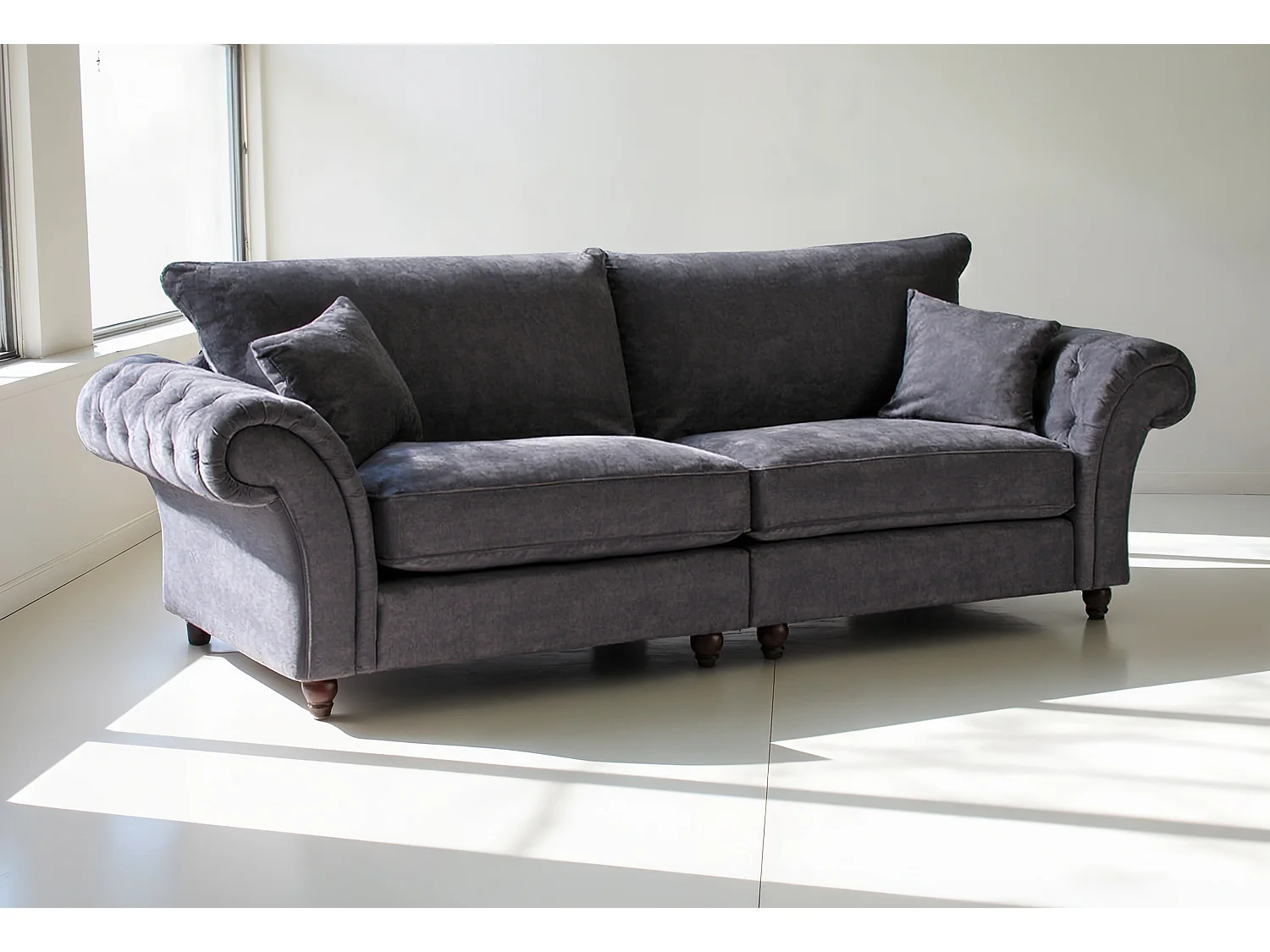 Windsor 4 Seater Sofa in Soft Grey with a luxurious finish