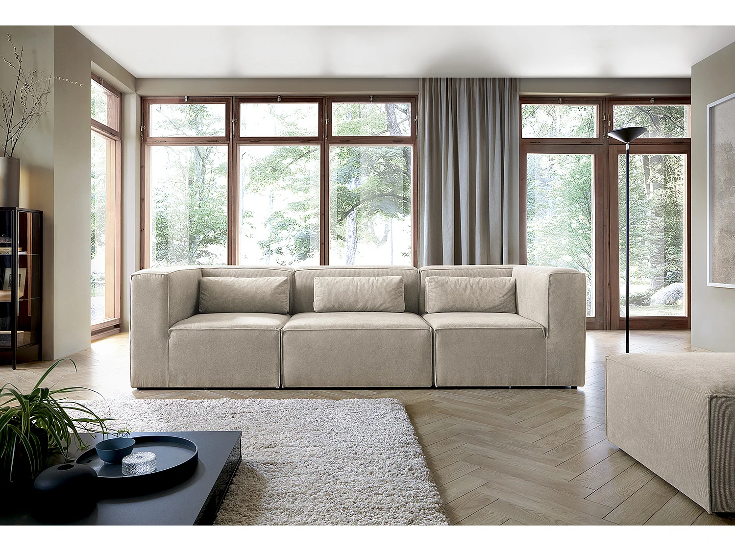 Doris Reversible 4 Seater Sofa in Beige with High-Density Foam
