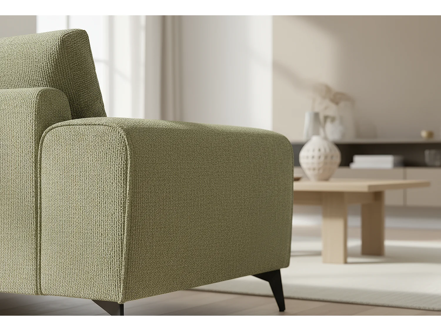 Venice Basket Weave Corner Sofa Right Facing in Olive