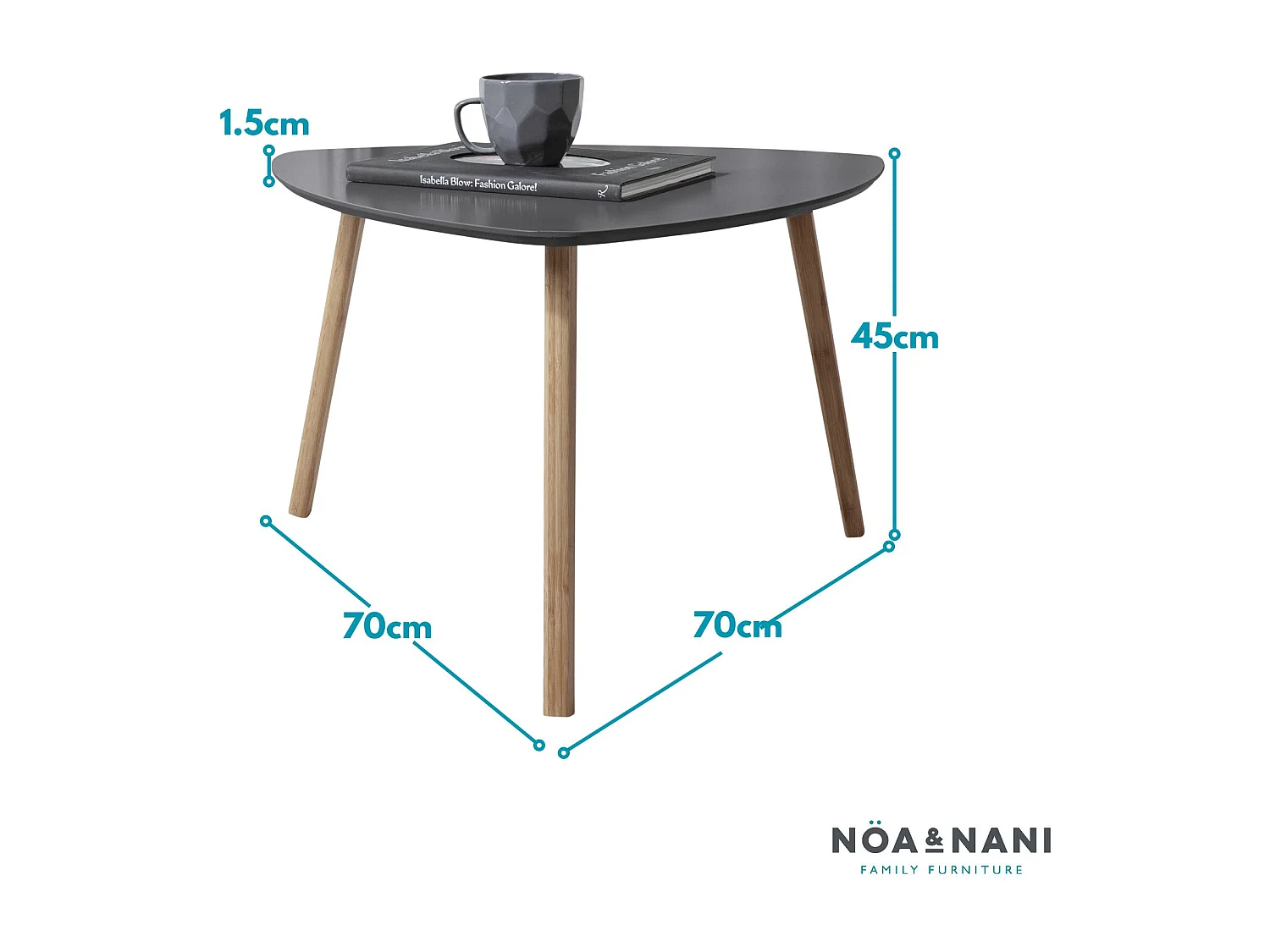Noa & Nani Malme Extra Large Side Table in Storm Grey and Natural Pine