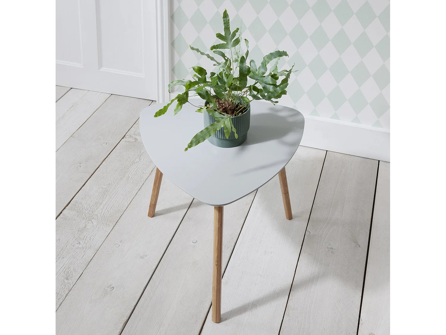 Malme Side Table Large in Chalk Grey and Natural Pine