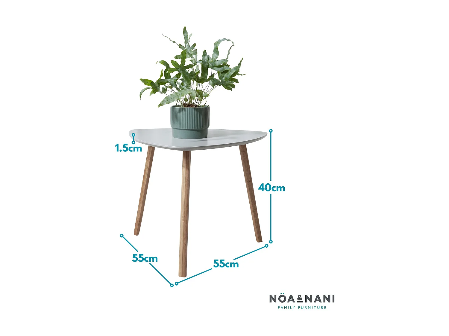 Malme Side Table Large in Chalk Grey and Natural Pine