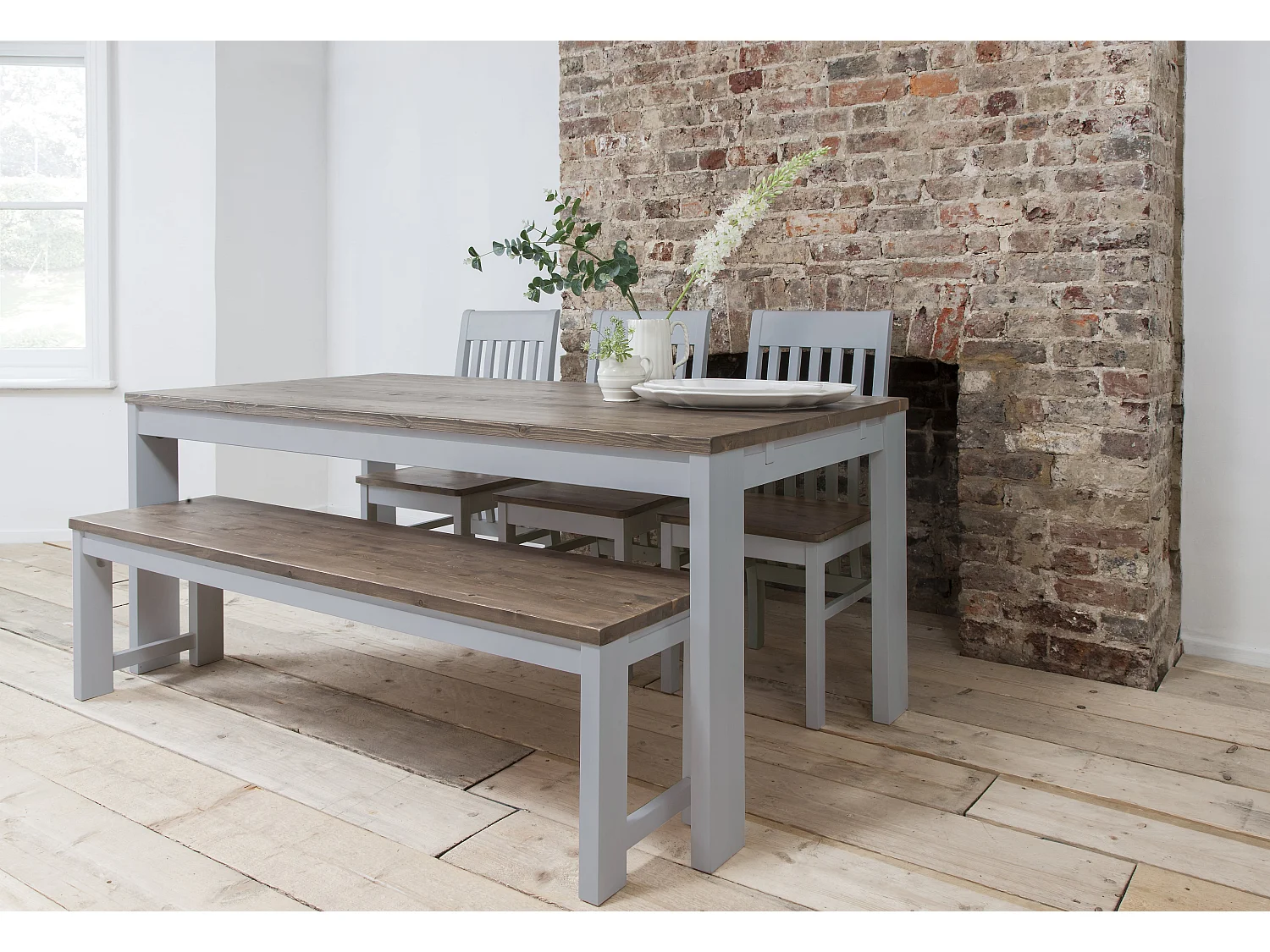 Noa & Nani Hever Dining Table in Grey and Dark Pine