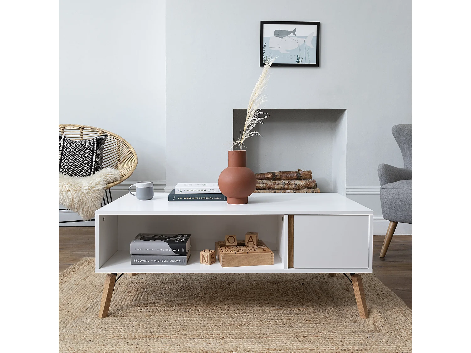 Noa & Nani Otto Coffee Table with Storage in White