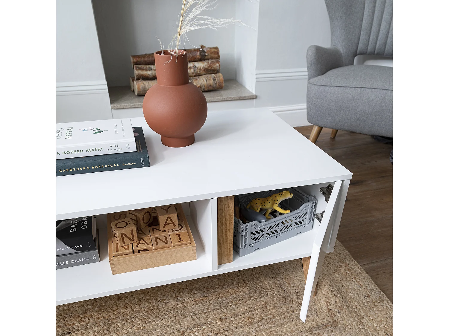 Noa & Nani Otto Coffee Table with Storage in White