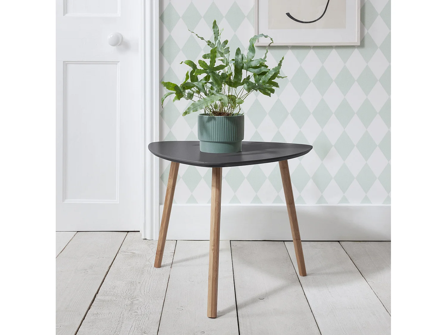 Malme Side Table Large in Storm Grey and Natural Pine