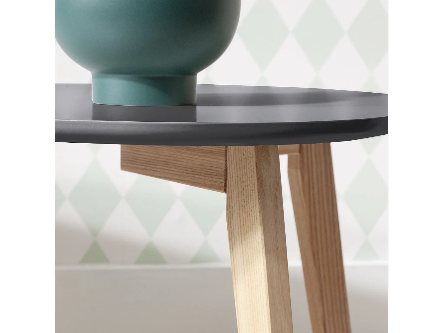 Malme Side Table Large in Storm Grey and Natural Pine