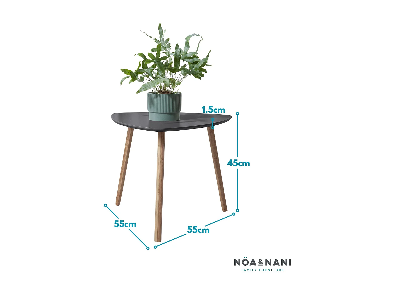 Malme Side Table Large in Storm Grey and Natural Pine