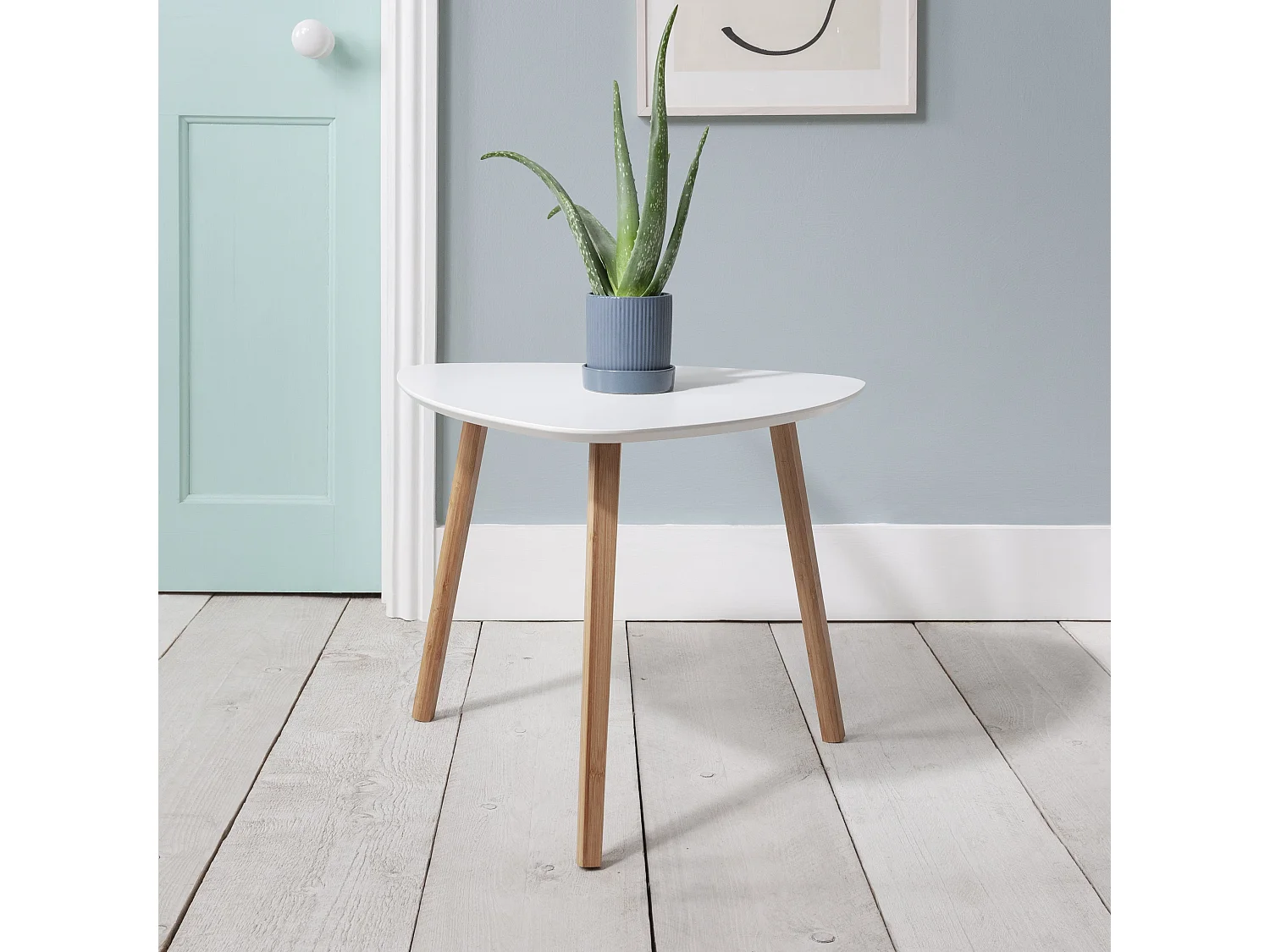 Malme Side Table Large in White and Natural Pine