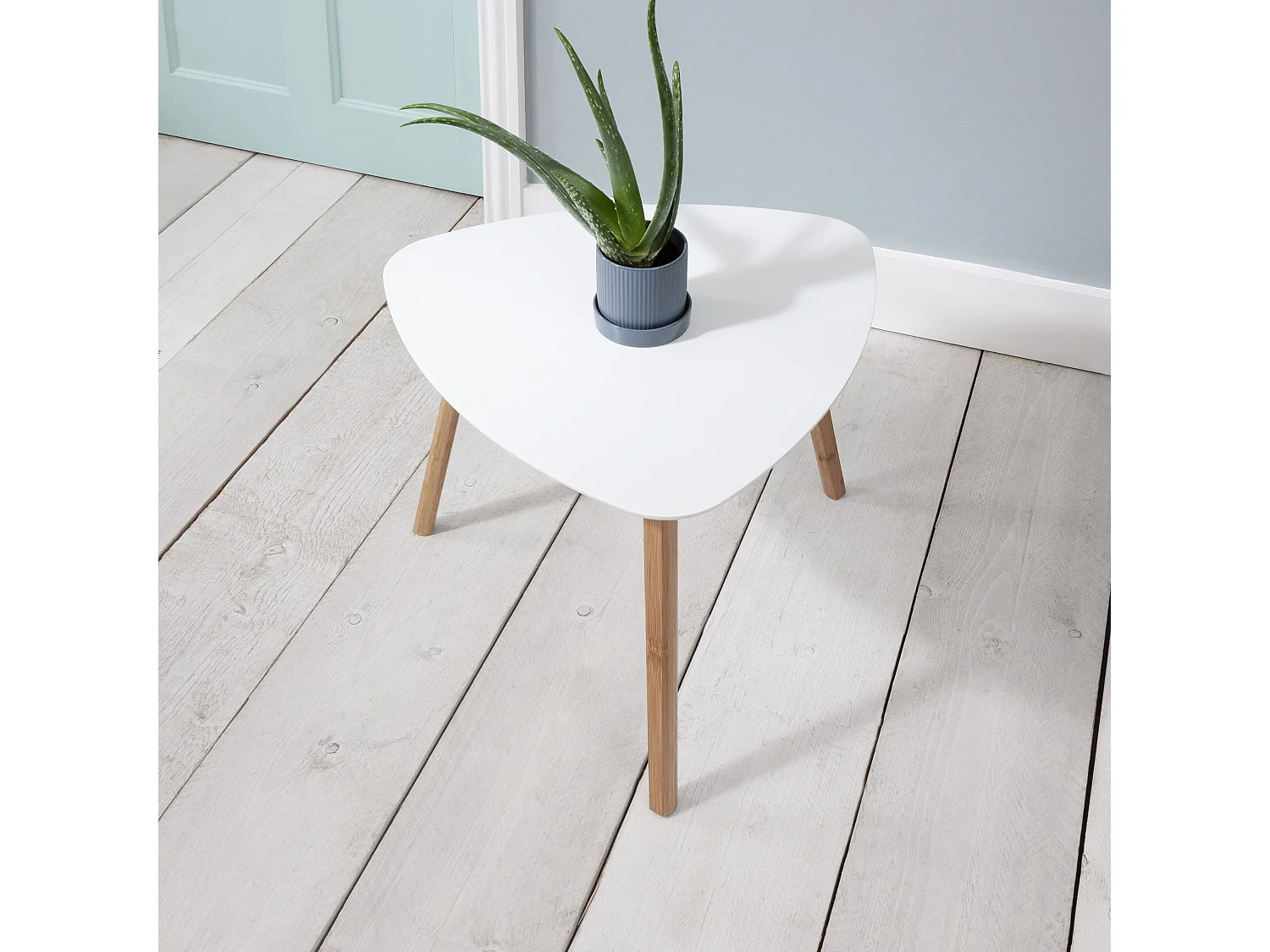 Malme Side Table Large in White and Natural Pine