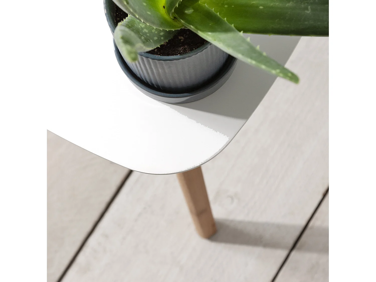 Malme Side Table Large in White and Natural Pine