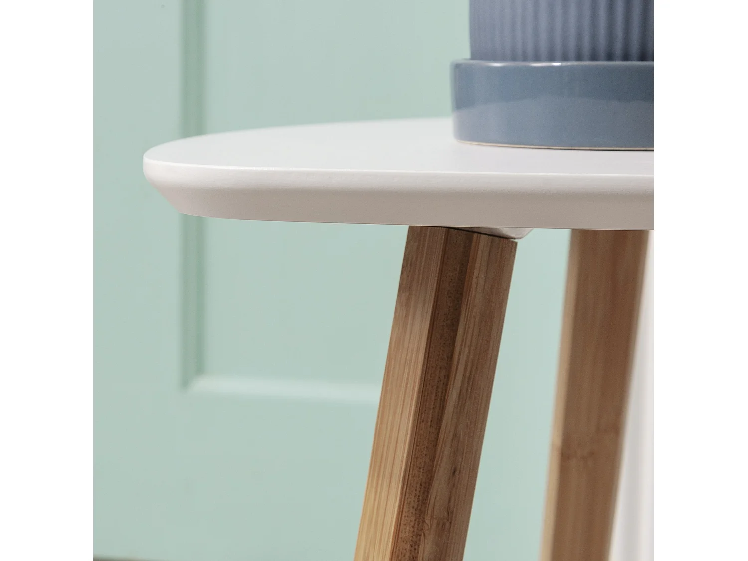 Malme Side Table Large in White and Natural Pine