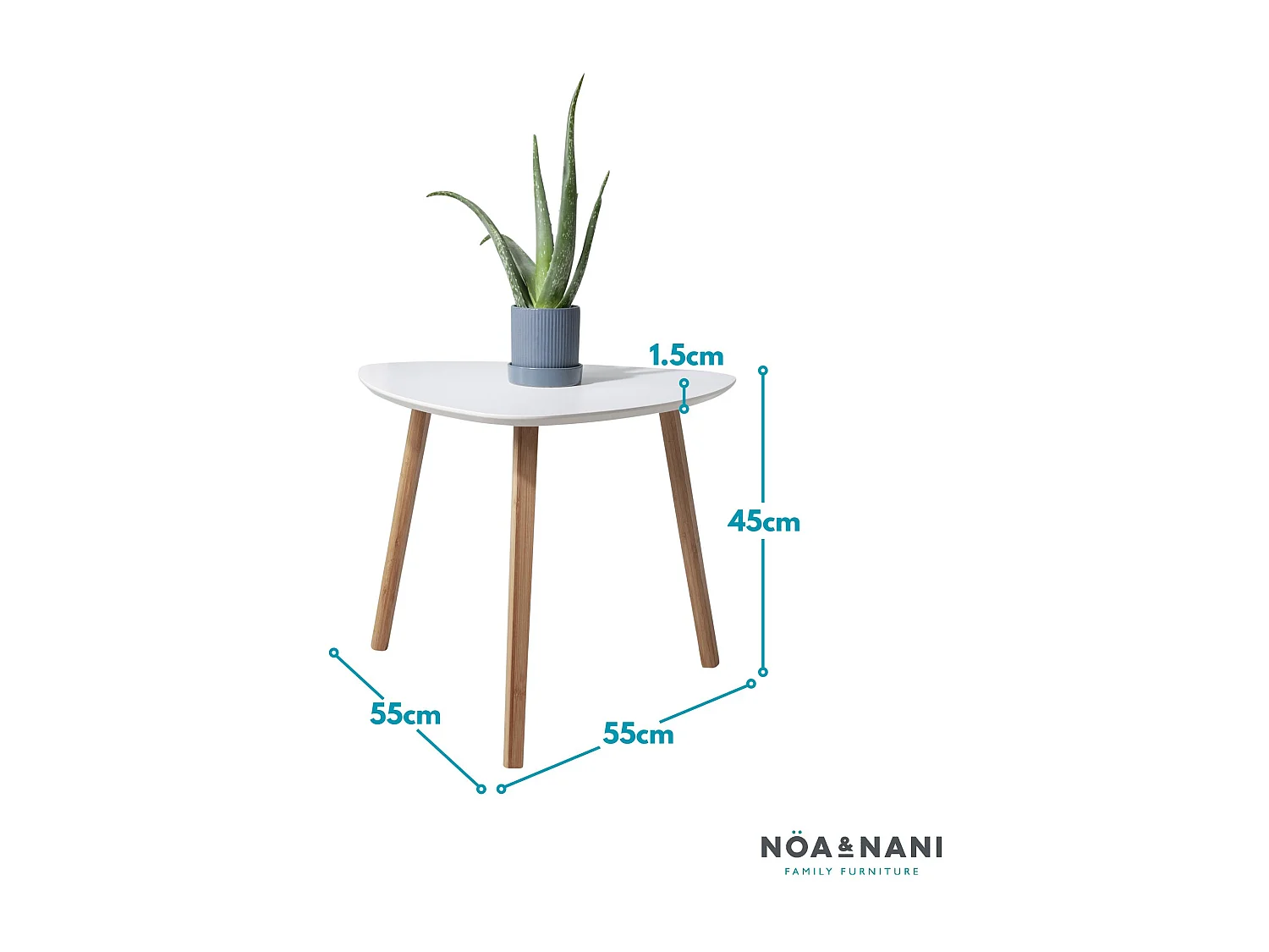 Malme Side Table Large in White and Natural Pine